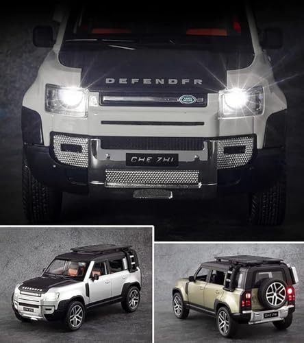 Image of Exclusive Alloy Metal Pull Back Die-Cast Car Diecast Metal Pullback Toy Car with Openable 6 Doors,Light Music Boys Gifts Toys (1:24 Land Rover Defender - White)