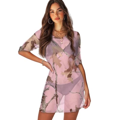 Cache-maillot de bain camouflage pour femme en rose taille XS