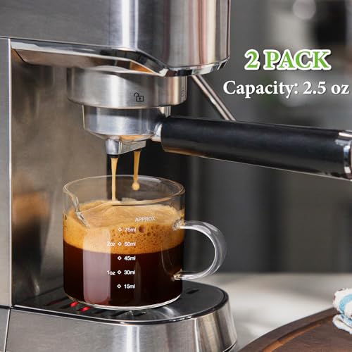 Mfacoy-2-Pack-Measuring-Cups-75ML-Espresso-Cups-with-Handle-Espresso-Shot-Glasses-with-V-Shaped-Mouth-Clear-Accessories-Milk-Frothing-Pitcher Mfacoy 2 Pack Measuring Cups 75ML Espresso Cups with Handle Espresso Shot Glasses with V Shaped Mouth Clear Accessories Milk Frothing Pitcher