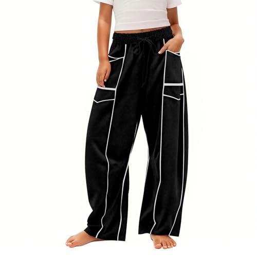 Barrel Sweatpants Girls Wide Leg Pants Baggy High Waisted Trousers Fashion Palazzo Pant Casual Pant with Pockets