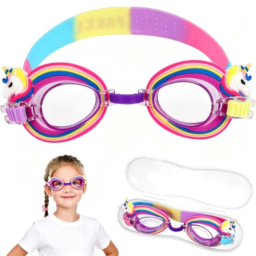 PRETYZOOM Anti-Fog Swimming Goggles for Kids Cute Unicorn Design with Adjustable Strap Comfortable Silicone Fit Perfect for Toddlers Age 3-6, 6.10 X 2.16 X 1.57 Inches - image 1