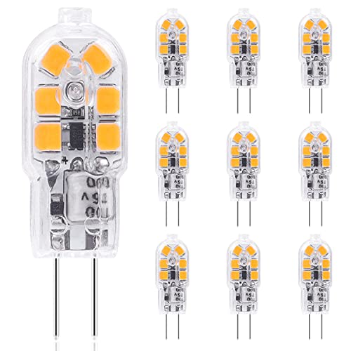 AIMHEIM Ampoules LED G4 Blanc Chaud 2700K, 1.5W G4 LED Equivalent à Halogène 15W, Ampoules G4 LED 180LM, Pin Cap Lampe LED G4 12V, Pas de Scintillement Ampoule LED G4 Non Dimmable, Lot de 10 Cover