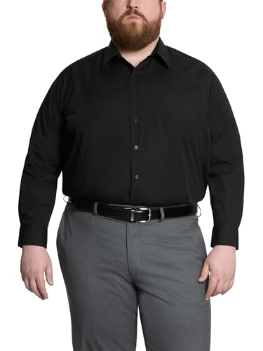 Van Heusen Men's Big Fit Dress Shirt Poplin Solid (Big and Tall), Black, 20