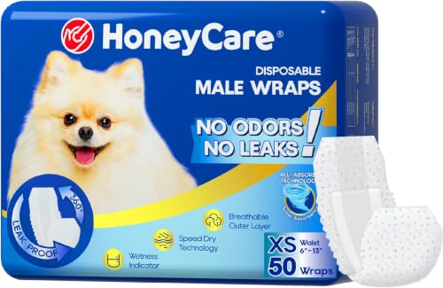 Image of HONEY CARE All-Absorb A27 Male Dog Wrap,Extra Small,50 Count (Pack of 6)