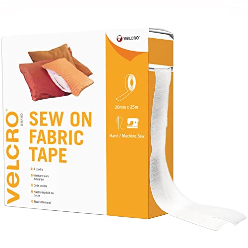 Velcro Marque, Ruban Adhésif À Coudre Pour Tissu, À Crochets Et Boucles, Qui Se Coupe À La Longueur Désirée & Parfait Pour Les Activités De Couture, Blanc, 20 Mm X 5 M