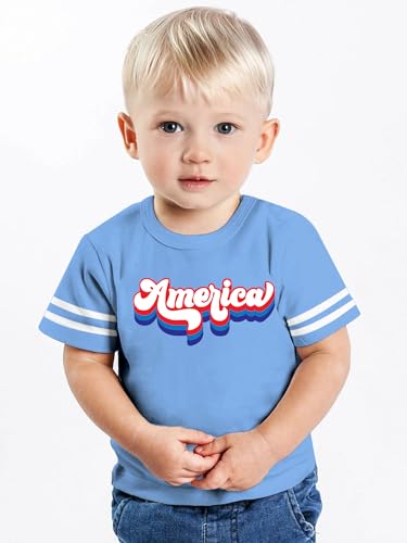 Image of Ithalt Toddler Boys Girls American Flag Shirts 4th of July Tshirt Kids USA Patriotic Tee Independence Day Outfit(3-7y)