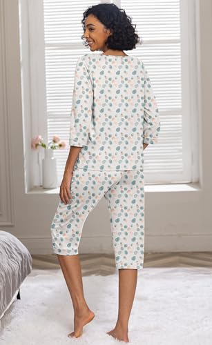 Image of PrinStory Womens Pajama Sets Capri Pjs Soft Lounge Sets XS-4XL