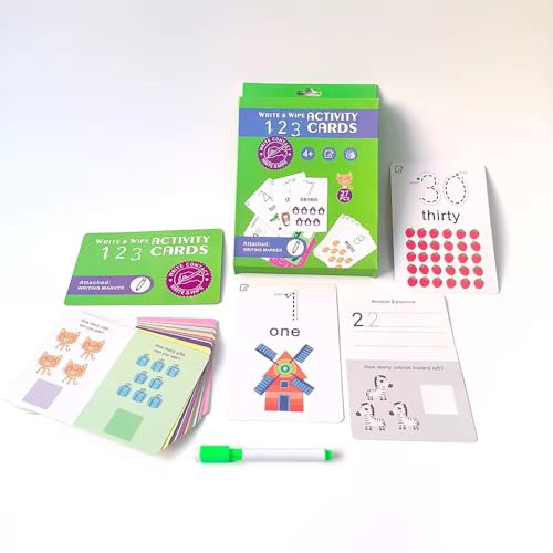 Image of Adora Reusable Wipe and Clean Card Book Activity : Write and Practice Number 1-100 | Includes Marker & 27 Pcs Cards
