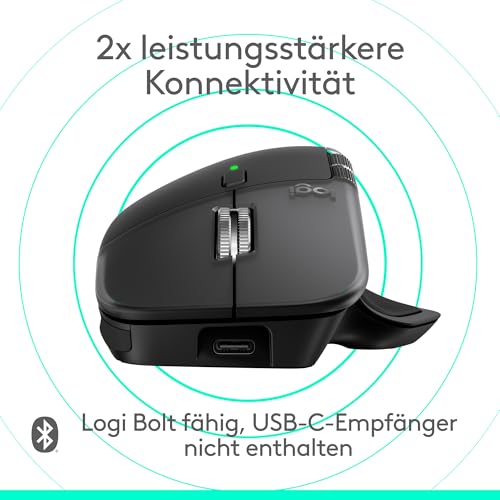Logitech MX Master 4 for Mac, ergonomische Bluetooth-Maus mit fortschrittlichem haptischem Feedback, ultraschnellem Scrollen, Aufladung über USB-C, MacOS, iPadOS, Windows – Space-Schwarz