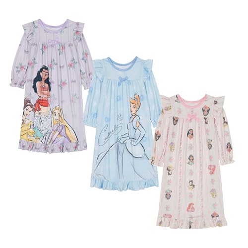 Disney Girls 3-pack Nightgowns Soft & Cute Pajamas for Kids MULTI PRINCESS 4