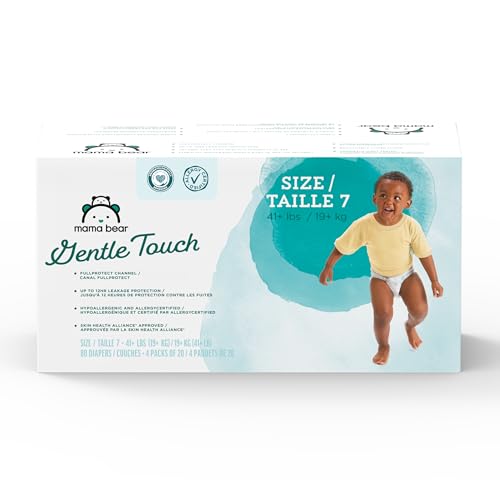 Amazon Brand - Mama Bear Gentle Touch Diapers, Size 7, 80 Count (4 packs of 20)