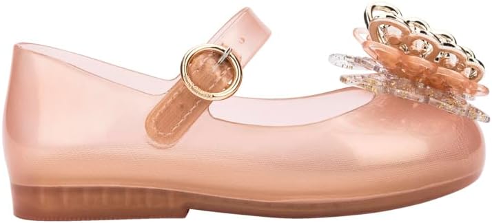 Melissa Mini Sweet Love Fly Ballet Flats for Babies, Gold, 7