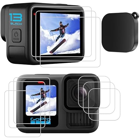 PCTC 10 PCS Hero 13 Screen Protector Fit for GoPro Hero 13 Black,9H Ultra Clear Tempered Glass Screen Only for Go Pro Hero 13 Accessories, Screen Protector & Silicone Lens Protective Cover Cover
