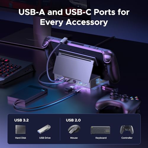 Image of UGREEN Steam Deck Dock 9-in-1 USB C Docking Station with Foldable Stand, 4K@120Hz DP, Gigabit Ethernet, PD 100W, 10Gbps USB A&C 3.2, TF /SD for Steam Deck, Rog Ally, ROG Xbox Ally, Legion Go etc.