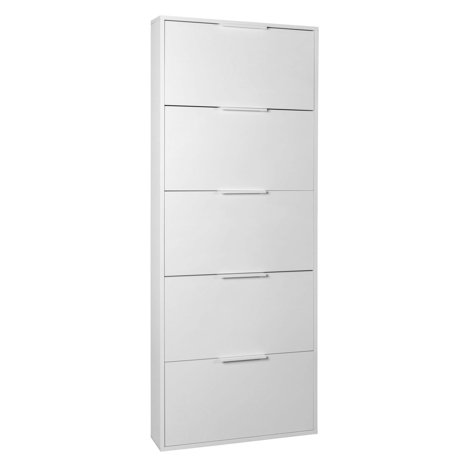 Composad | Scarpiera Slim della Linea ESPRESSO con 5 Ribalte, Scarpiera Salva spazio, per Ingresso, Ripostiglio, Portascarpe, (LxAxP) 65x173,5x15 cm, Colore Bianco, Made in Italy