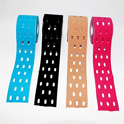 YUNSI 4 unids 5 cm * 5M Kinesiología Perforada Muscle Cintas musculares Transpirable Elástico Adhesivo Gimnasio Deportes Rodilla Protector Muscular con Agujeros Cover