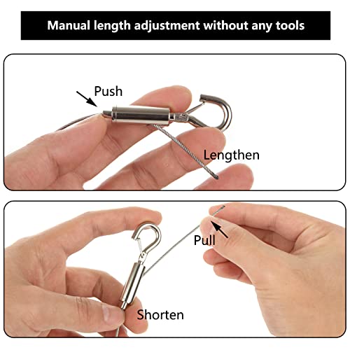 Image of 6PCS Adjustable Picture Hanging Wire，2m x1.5mm Picture Frame Wire with Hook，6.66ft Length 304 Stainless Steel Picture Wire Hanging Kit, 0.05 in Picture Wire for Hanging Pictures and Mirrors