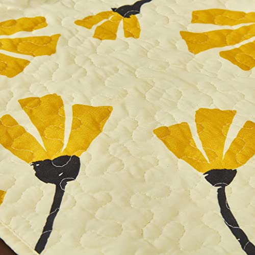 Dada Bedding Botanical Floral Dining Table Placemats - Set Of 4-Pieces Quilted Ivory With Yellow Fleur Golden Orange Spring Time Tulips - 13 X 19 #TOP4