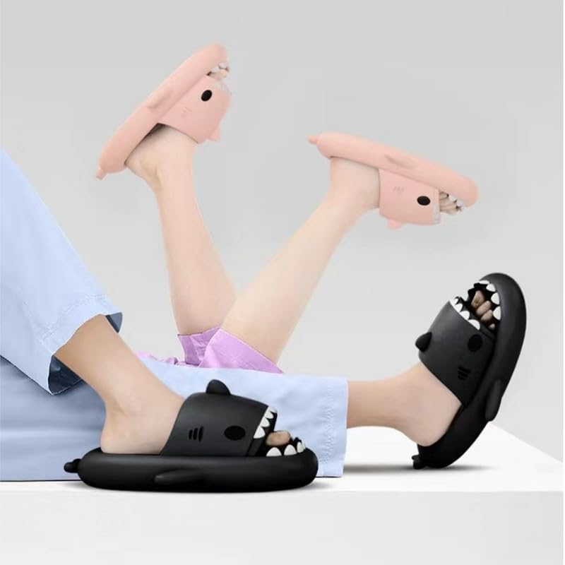 Image of allgala Shark Slides for Women Men and Big Kids Novelty Soft Slippers Open Toe Shark Sandals Cushioned Slides Beach Pool Shower Cruise Slippers with Comfy Cushioned Thick Sole