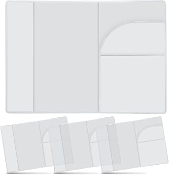 Waterproof Passport Cover Transparent & Scratch - 4 Pack Secure Fit Frosted PVC Holder for UK British Passports, Travel Good Helper Dustproof Protection Not Valid for Irish passports