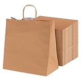 MAXI PRODUCTS - 100 Unidades - Bolsas Papel Kraft con Asa Rizada - 25 x 16 x 27 cm - Bolsas Regalo - Bolsitas Personalizables - Eventos y Hotelería - Comunión, Cumpleaños, Bodas - PERSONALIZABLES