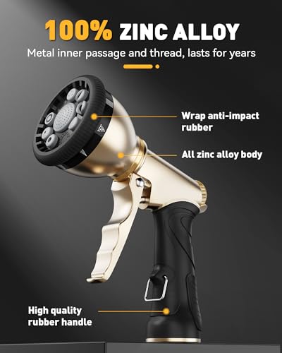 image for RAINPOINT Garden Hose Nozzle, 100% Zinc Alloy Hose Sprayer Nozzle with