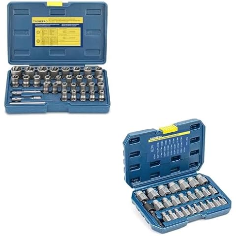 THINKPRO Bolt Extractor Kit, 32PCS Impact Bolt & Nut Remover Set & 27PCS Screw Extractor Set for Removing Damaged, Frozen, Rusted, Rounded-Off Bolts, Nuts & Screws Cover