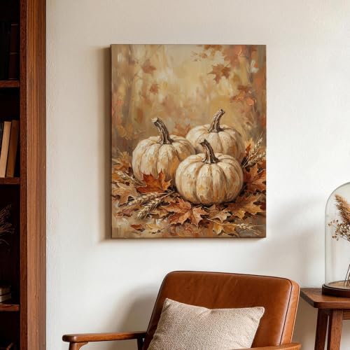 Lienzo para pared rústico pintura para colgar de hojas color naranja otoñal 3