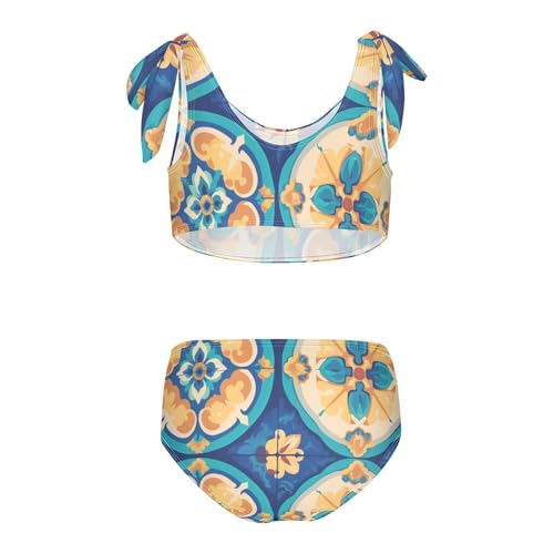 Moroccan Medallion Girls' 2 Piece Kids Bikini Set Quick-Dry Swimsuit Swimming Suits Adjustable Shoulder Strap2