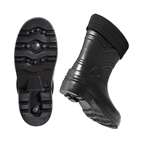 CLIMBR Ultralekkie, wyściełane kalosze męskie EVA Thermo 40-49, ciepłe krótkie kozaki, zimowe buty robocze z podszewką, czarny, 42 EU