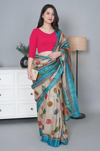Image of Mlada V-Neck Stretchable Saree Blouse Top for Women | Slim Fit 3 /4th Sleeves Solid Cotton Blouses | Readymade Saree Blouses for Women Festive & Ethnic | Blouse Crop Top
