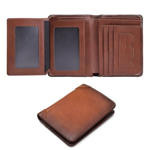 Leather Trifold RFID Wallet For Men With Flip Out ID Holder | Multi-Slot Billfold For Daily Essentials(Darkbrown)2