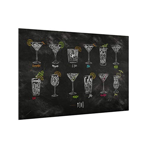Fond de hotte en verre magnétique 90x59cm panneau mural noir et blanc chic
