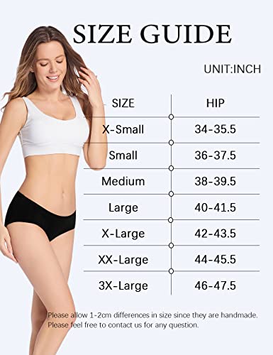Molasus Womens Hipster Cotton Underwear Low Rise Full Coverage Briefs Breathable Ladies Panties Pack Of 6,Black,Medium #TOP4