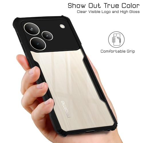 Image of Jkobi Hybrid Back Cover Case for Realme P4 Pro (Shockproof with Polycarbonate Clear Panel | Professional Black)