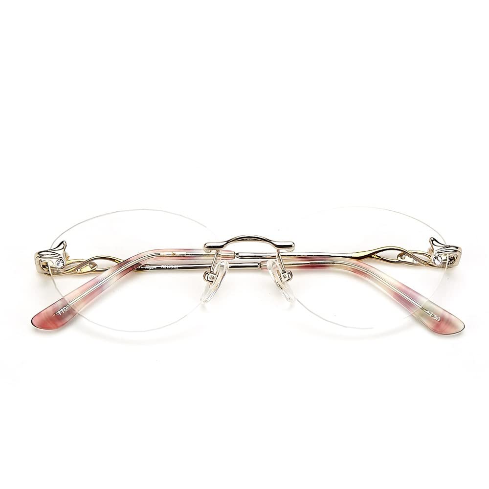 Gafas De Lectura Mujeres Gafas De Oval Sin Marco Gafas De Ordenador Multifocales Progresivas Lente De Multifocales +2.0/+2.5 (Size : +3.5Reading)