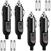 4 Pack 12V Cigarette Lighter Male Plug 15 Amp 24V Aux Socket Cigarette Lighter Plug Replacement with Red LED Light 8 Pieces 15A 20A Replacement Fuse for Vehicle Car Refrigerator