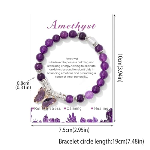 Healing Crystal Bracelet for Women 8mm Adjustable Butterfly Charm Bracelet Crystal Beaded Bracelets Butterfly Bracelets for Women Girls2