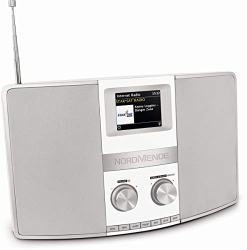 Nordmende Transita 400 - Internetradio (DAB+, UKW, Stereo-Radio, W-LAN, Spotify Connect, Bluetooth-Audiostreaming, NFC, Farbdisplay, Wecker, Kopfhöreranschluss, 2 x 10 Watt, AUX-In) weiß