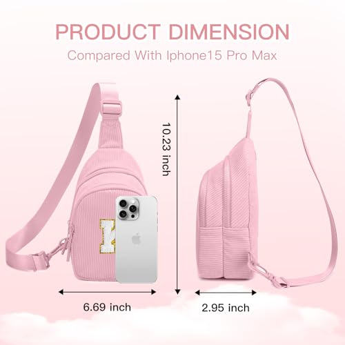 Image of Viverte Small Corduroy Sling Bag Initial Crossbody Bag Fanny Pack for Girls Personalized Birthday Gifts for Teen Girls Gifts