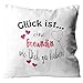 WarmherzIch Kissen Glück ist eine Freundin wie Dich zu haben - Kissenbezug mit Füllung, 45cm - Kissenhülle aus Baumwolle - Geschenk Beste Freundin BFF