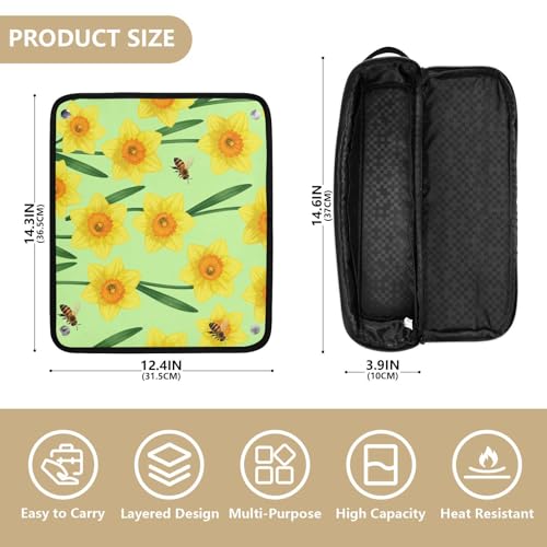 Estuche de viaje 2-en-1 para planchas y rizadores con tapete resistente al calor color amarillo brillante miniatura 4