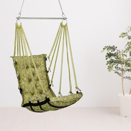 Image of Swingzy Make in India, Soft Leather Velvet Hanging Swing Chair, Jhula for Adults, Swing for Indoor /Outdoor, Home, Balcony & Garden, 200 Kgs Weight Capacity (Green, Free Hanging Accessories)(Cotton)