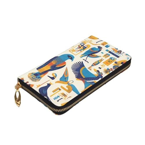 Leather Wallet - Stylish and Durable Wallet for Women with Multiple Compartments and Zipper Design egypt hieroglyphics Picture3