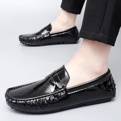 Men's Loafers Round Toe PU Leather Casual Driving Shoes Comfortable Flexible Anti-Slip Lightweight Slip-On Flats2