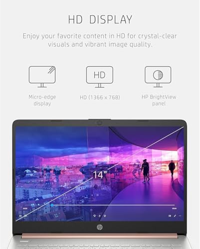 Image of HP 14 inch HD Laptop | Back to School Limited Edition with 1 Year Microsoft 365 | Intel Quad-Core Processor | 16GB RAM | 576GB Storage | Long Battery Life | Rose Gold | w /WOWPC Bundle | Windows 11