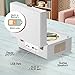 KLIM Retro CD Player – Vintage Style CD Player with Speakers, Bluetooth Receiver, AUX, USB, Rechargeable Battery, Mini Record Player Look, Small Cute CD Music Box for Home Decor - White