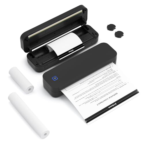 Image of Thermal Printer, Portable Printers Wireless for Travel, Inkless A4 Thermal Printer with Thermal Paper & Paper Limiter (Black)