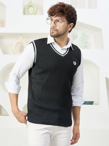 Image of Kvetoo V Neck Sleeveless Winter Wool Sweater for Men