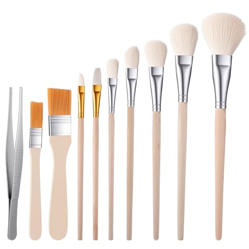 Acrylic Paint Brushes, 9 PCS Professional Assorted Size Gilding Brush Versatile Blending Brush Paint Brushes Set with Tweezer for Acrylic Gouache Watercolor Oil Painting Face Body Art
